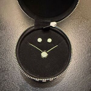 White House Black Market Necklace and Earring  Set Silver Crystal New in Box